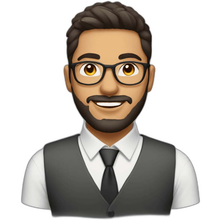 tunisian young finance guy round glasses with beard and fade haircut emoji