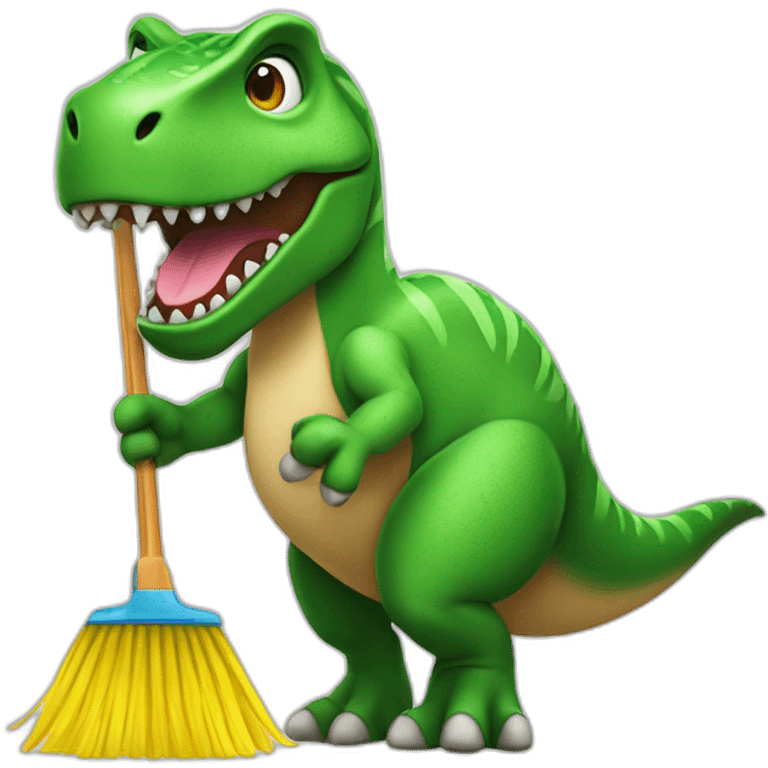 cleaning t-rex emoji