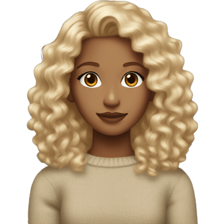 girl with blonde curly hair, brown eyes wearing a ralph lauren jumper emoji