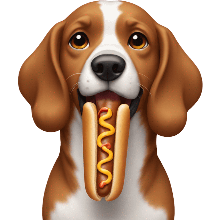 Dog eating hotdog emoji