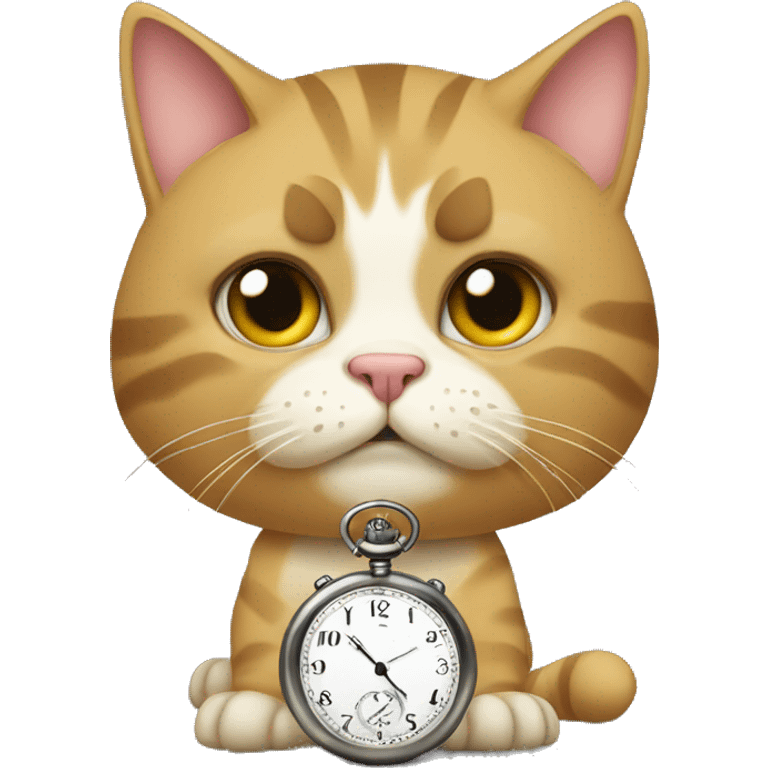 Cat with pocket watch annoyed emoji