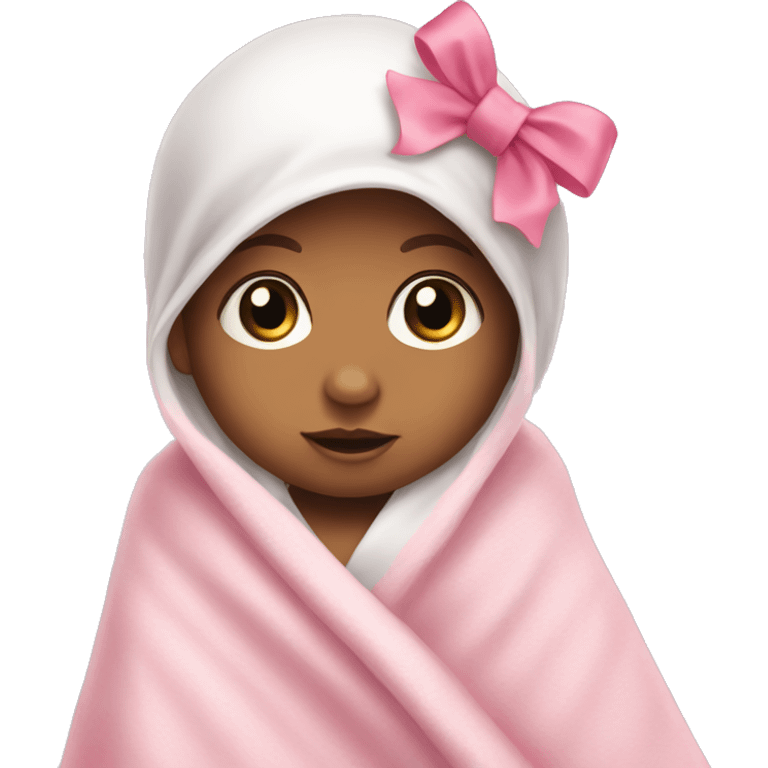 white baby with a pink bow and pink blanket  emoji