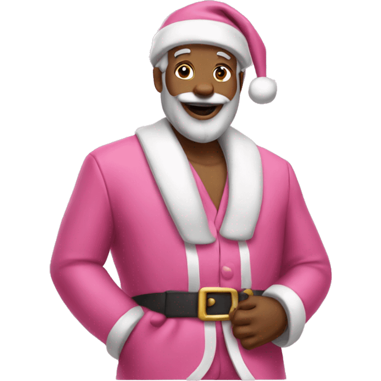 santa wearing pink suit emoji