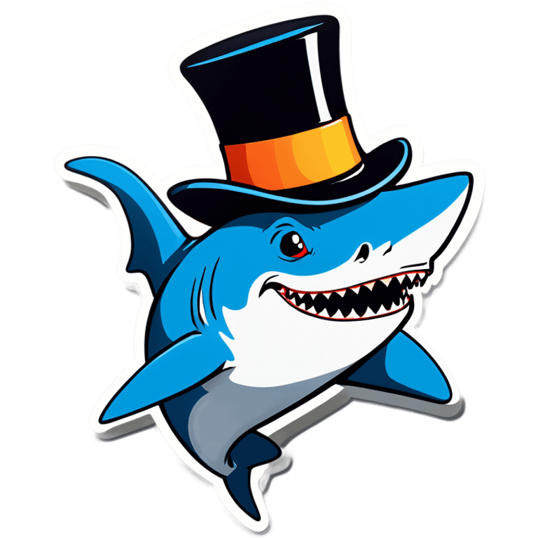 Shark with a top hat emoji