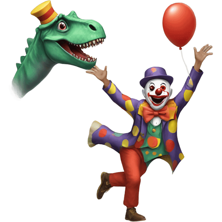 Clown throwing a dinosaur emoji