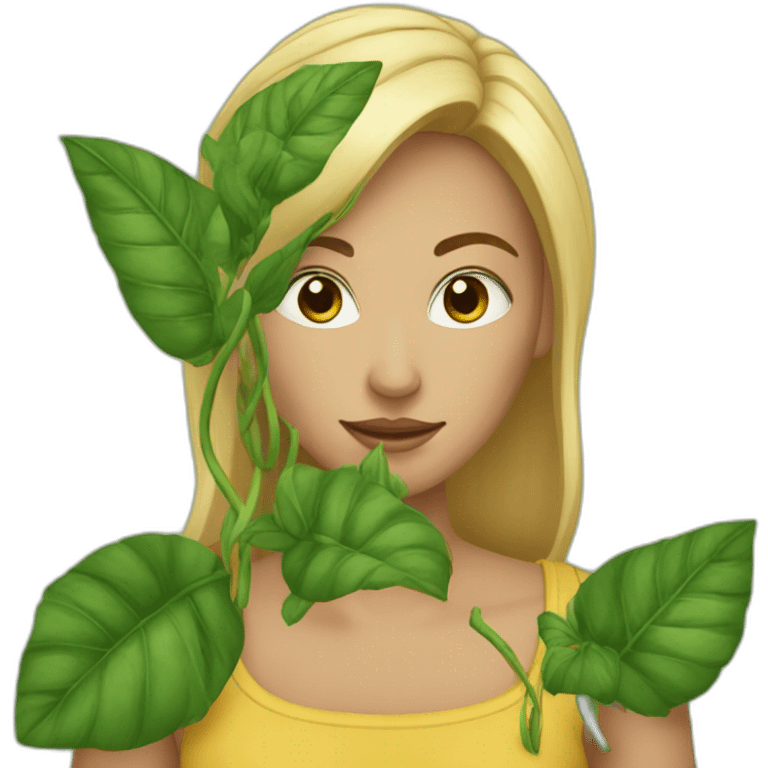 femme entourée de plantes emoji