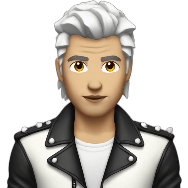 Punk male with white leather jacket with dark hair emoji