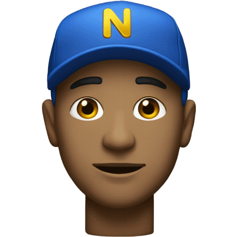 White man wearing blue baseball cap with letters N D in gold on hat  emoji