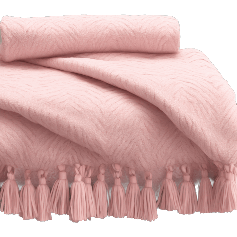 Light pink blanket with pink tassels, folded, chevron texture emoji