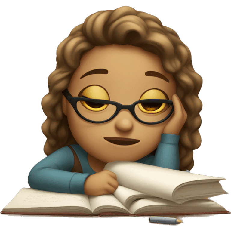 Tired girl studying hard  emoji