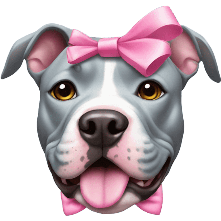 Blue nose pitbull with pink bows emoji