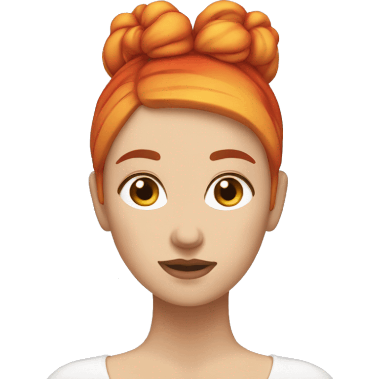 White Girl with red and orange and yellow faded hair in two buns emoji