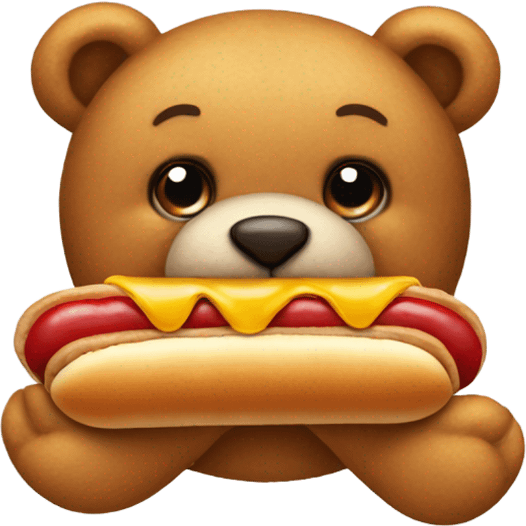 Teddy bear eating a hotdog emoji