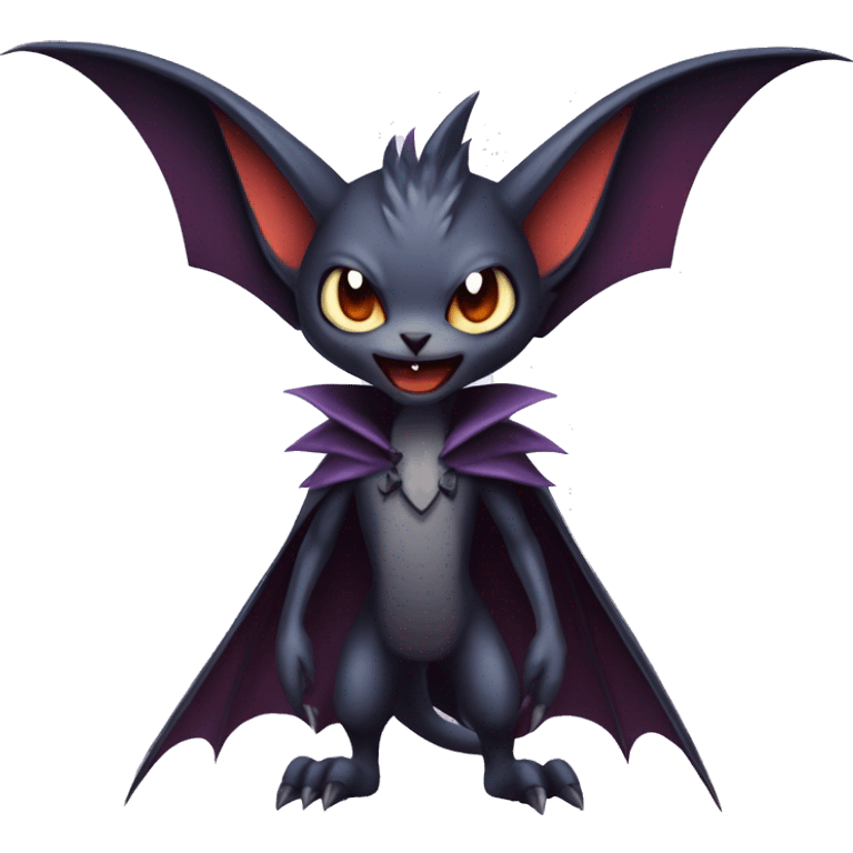  Kawaii Edgy Cool Vampiric Beautiful Noivern-Nargacuga-Litten with big Bat Ears full body emoji