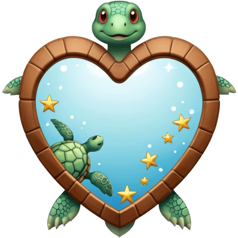 Heart shaped Mirror with turtle and stars emoji