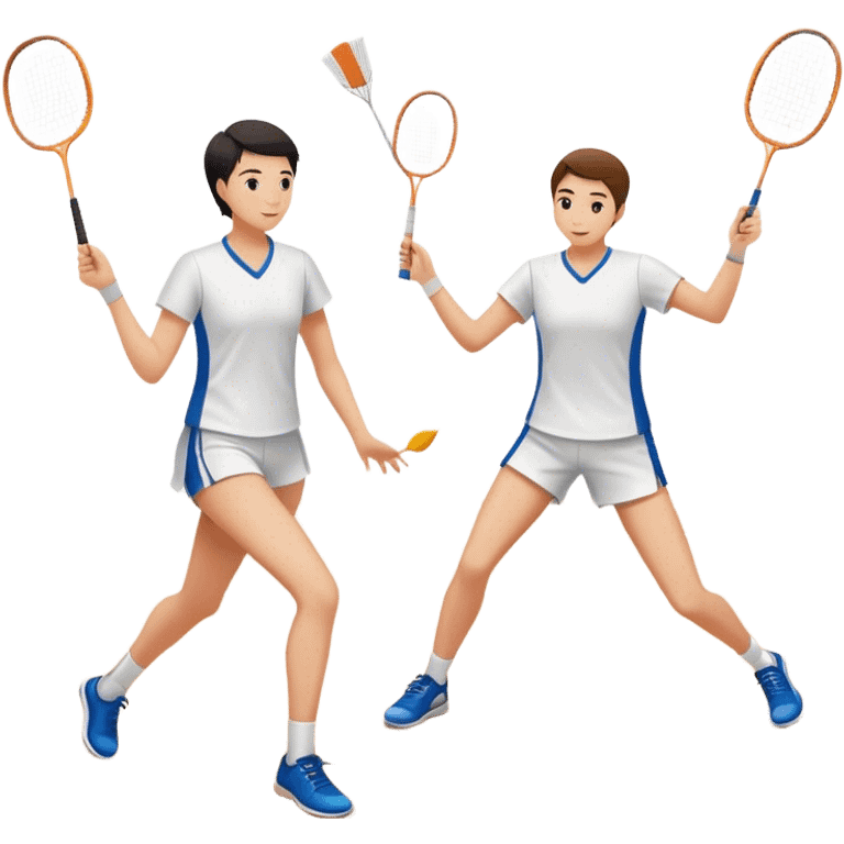 two players playing badminton in badminton court emoji