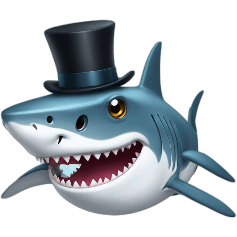 Shark with a top hat emoji