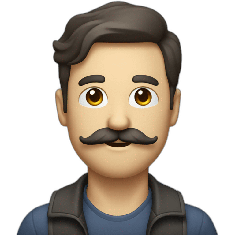 a man with moustache he is a Discord moderator (staff) il porte des vetements avec le logo de l'application Discord emoji