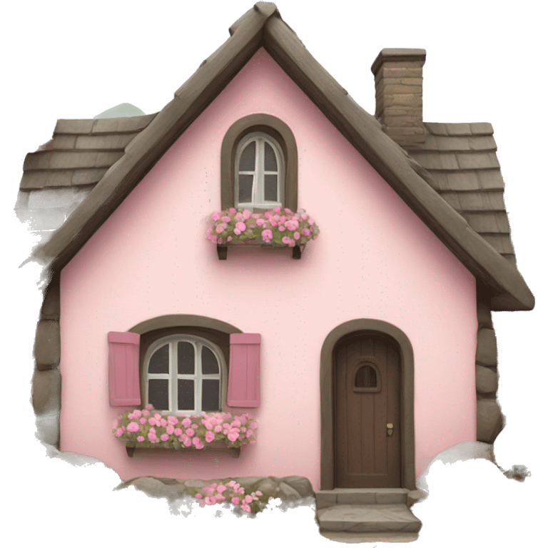 cottage with pink flowers emoji