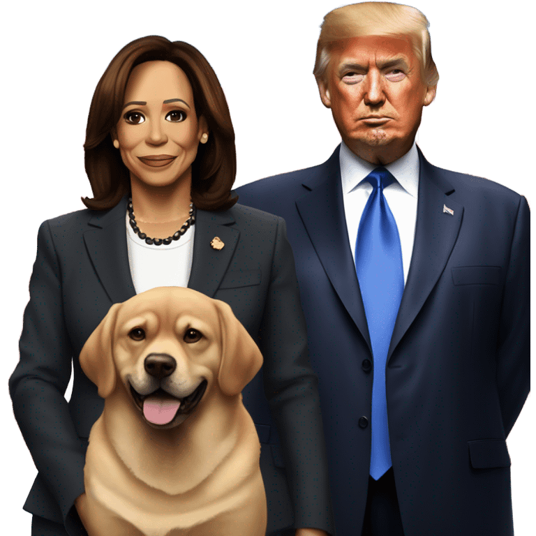 Donald trump and his dog with Kamala harris emoji