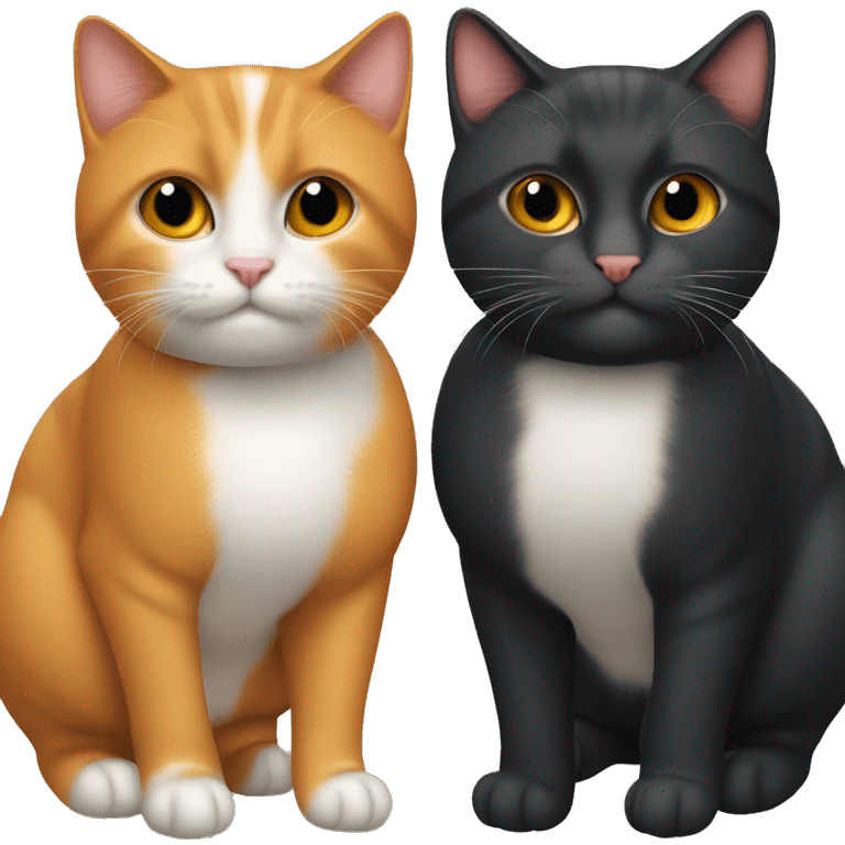 Gato negro y gato naranja juntos emoji