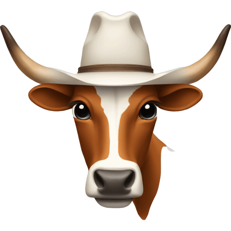 Longhorn wearing a Texas hat emoji