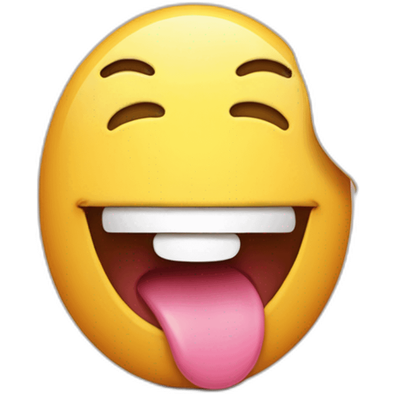 classic round emoji with tongue sticking out just slightly outside of pursed lips emoji