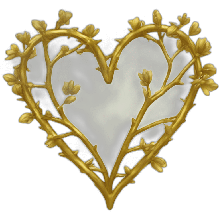 Gold thorny vine heart shaped border emoji