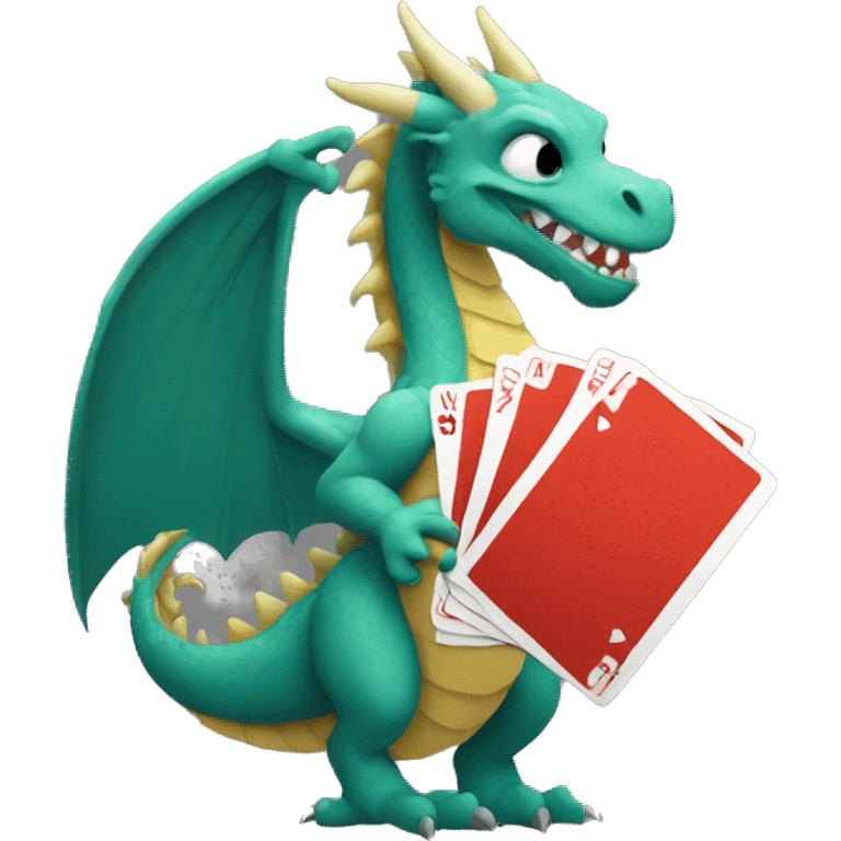 Dragon holding a hand of cards emoji