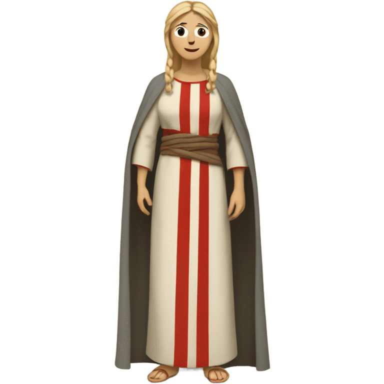 woman with blond hair 11th century, with vertical red striped long tunic emoji