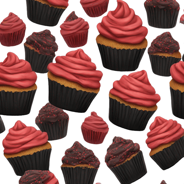 Gothic Red cupcake black icing emoji