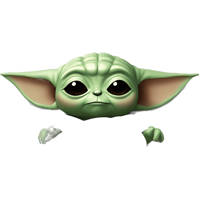 baby yoda is lying in bed with his eyes closed. Around him are flying letters ZZZZ emoji