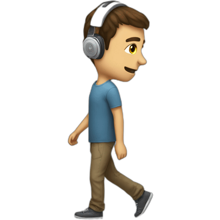 guy walking headphone on , heaphone should be slighlty big emoji