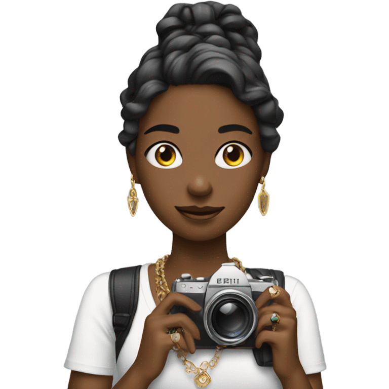 girl with jewelry and camera emoji