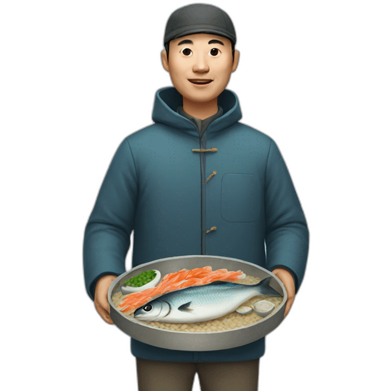 chinese man selling fish emoji