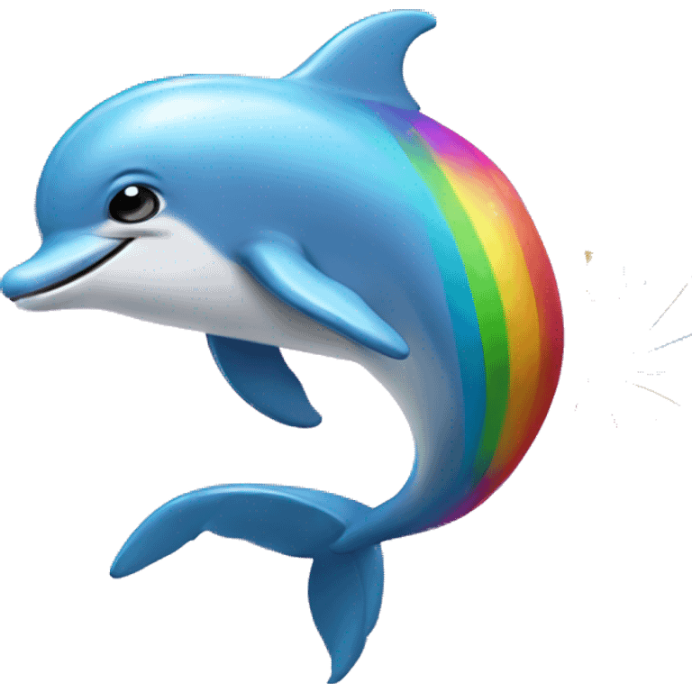 Dolphin with feather rainbow wings emoji