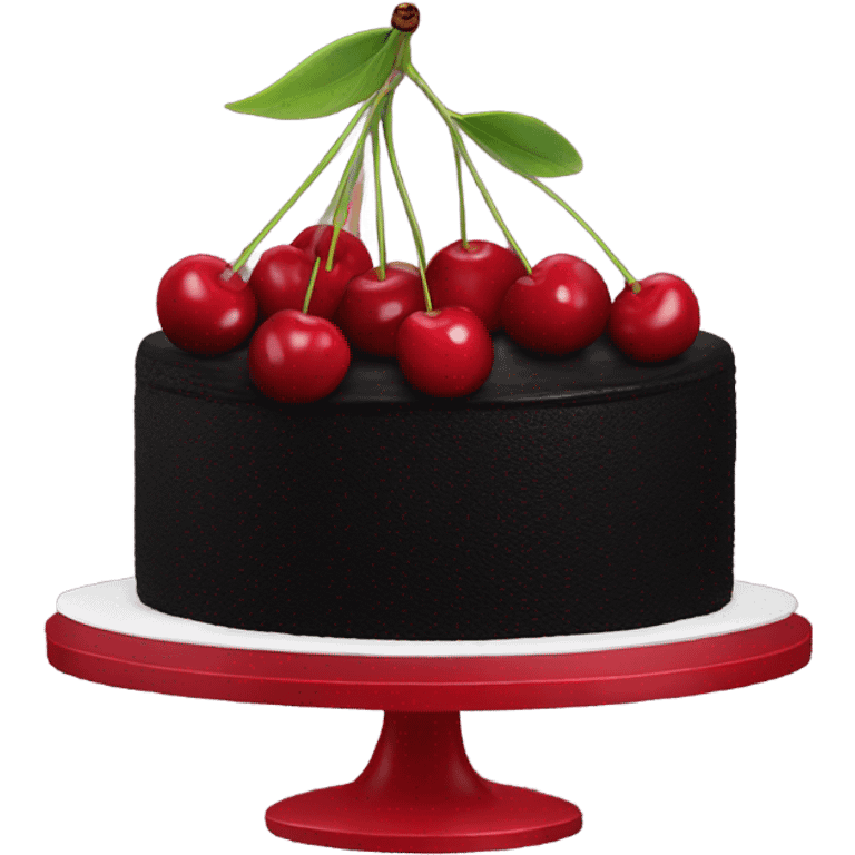 Cherries on a black cake emoji