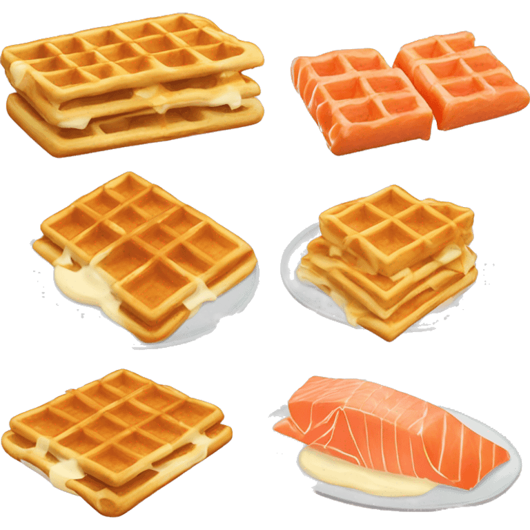 Waffles with salmon and cheese emoji