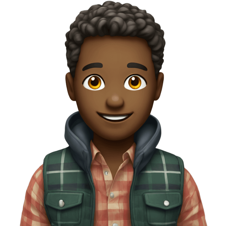 smiling boy in plaid vest emoji