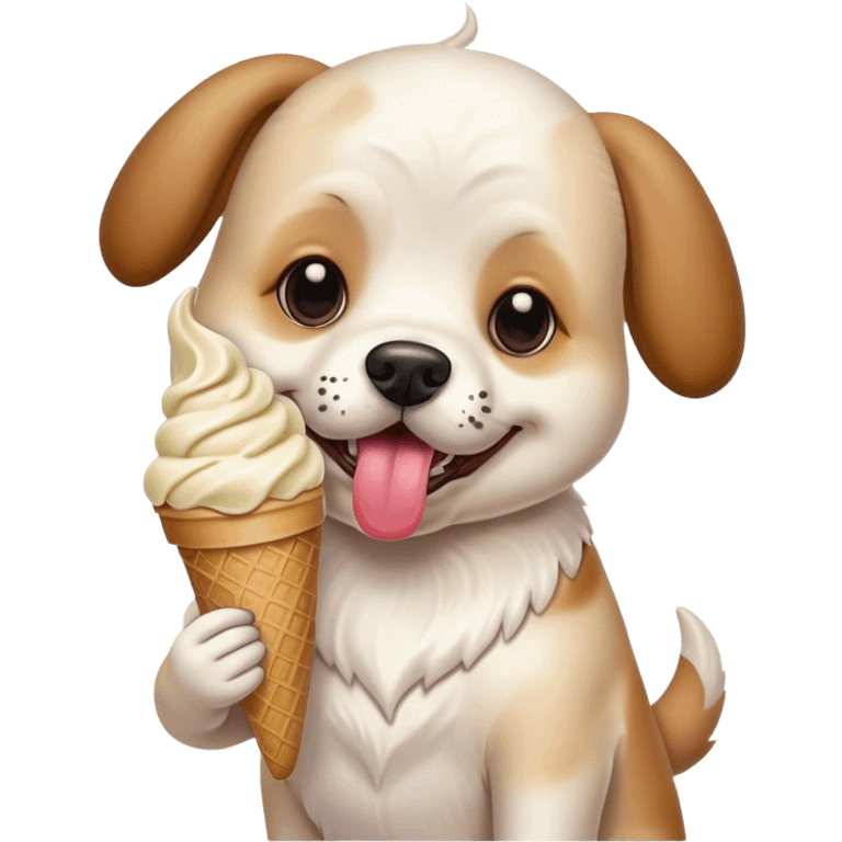 Dog eating ice cream emoji