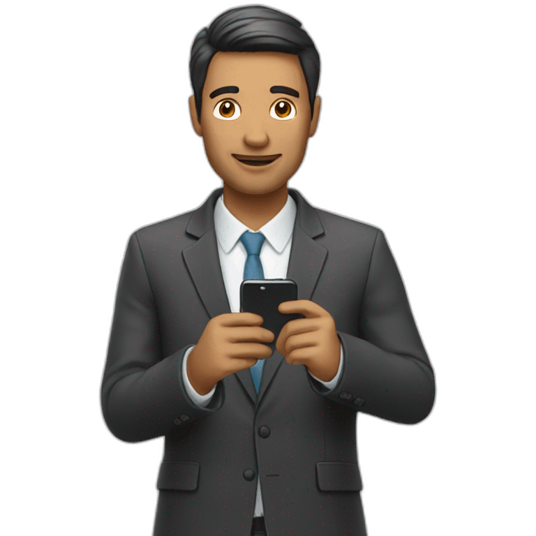 MAN showing mobile emoji