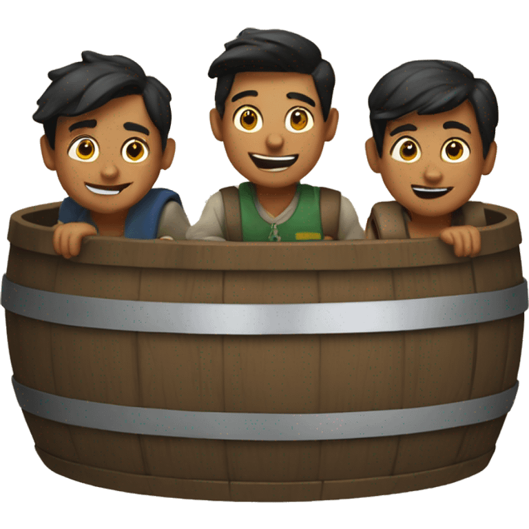 3 boys in a barrel emoji