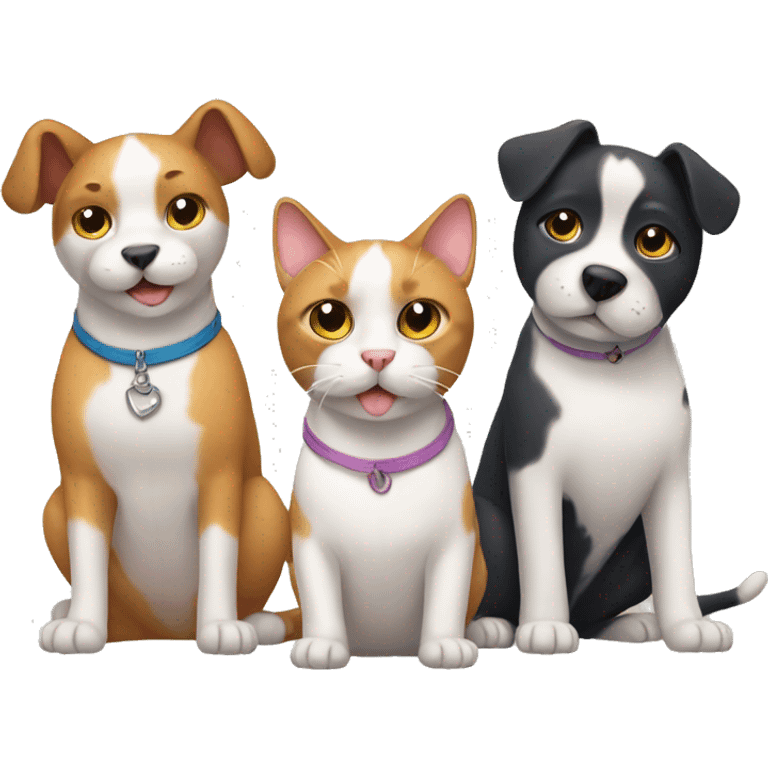 Cat and two dogs emoji