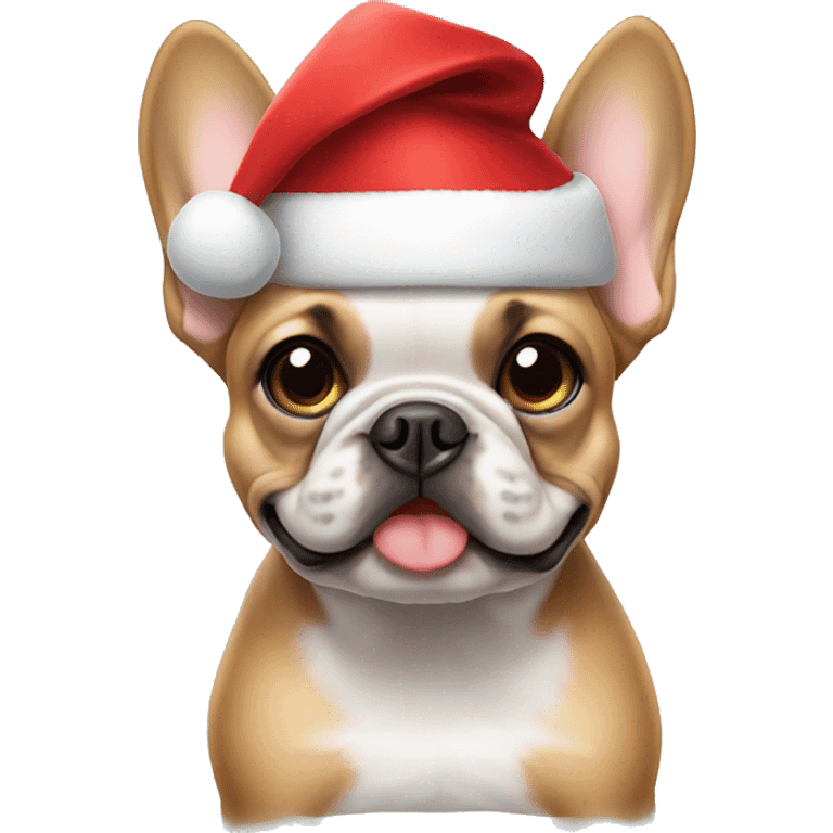 Frenchie wearing santa hat emoji