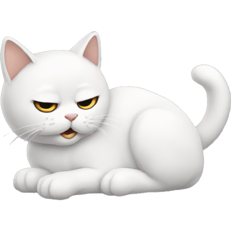 Gato blanco chillando  emoji