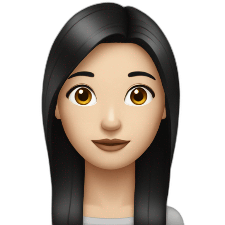 Fair skinned pretty woman with long straight black hair emoji