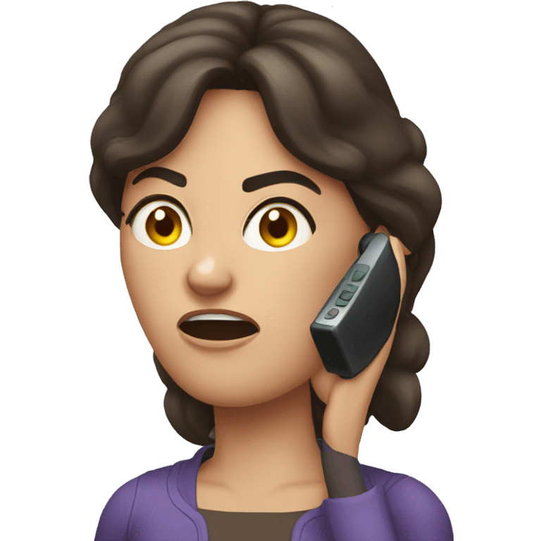 Brunette angry Woman talking on cell phone emoji