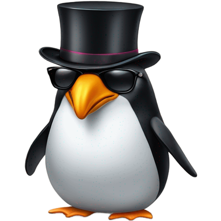 penguin with a top hat and sunglasses  emoji