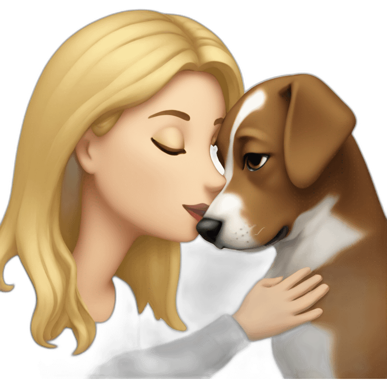 white woman kissing dog emoji