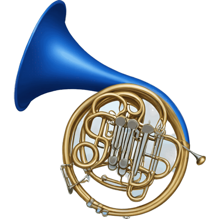 french horn that is the color blue emoji